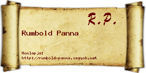 Rumbold Panna névjegykártya